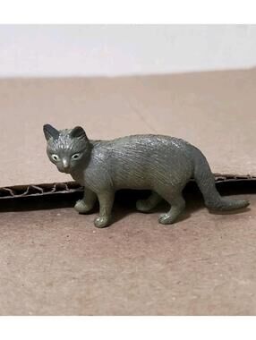 Safari Vintage Miniature Gray Cat Figure PVC Toy Kitten Figurine 1.5" Toy